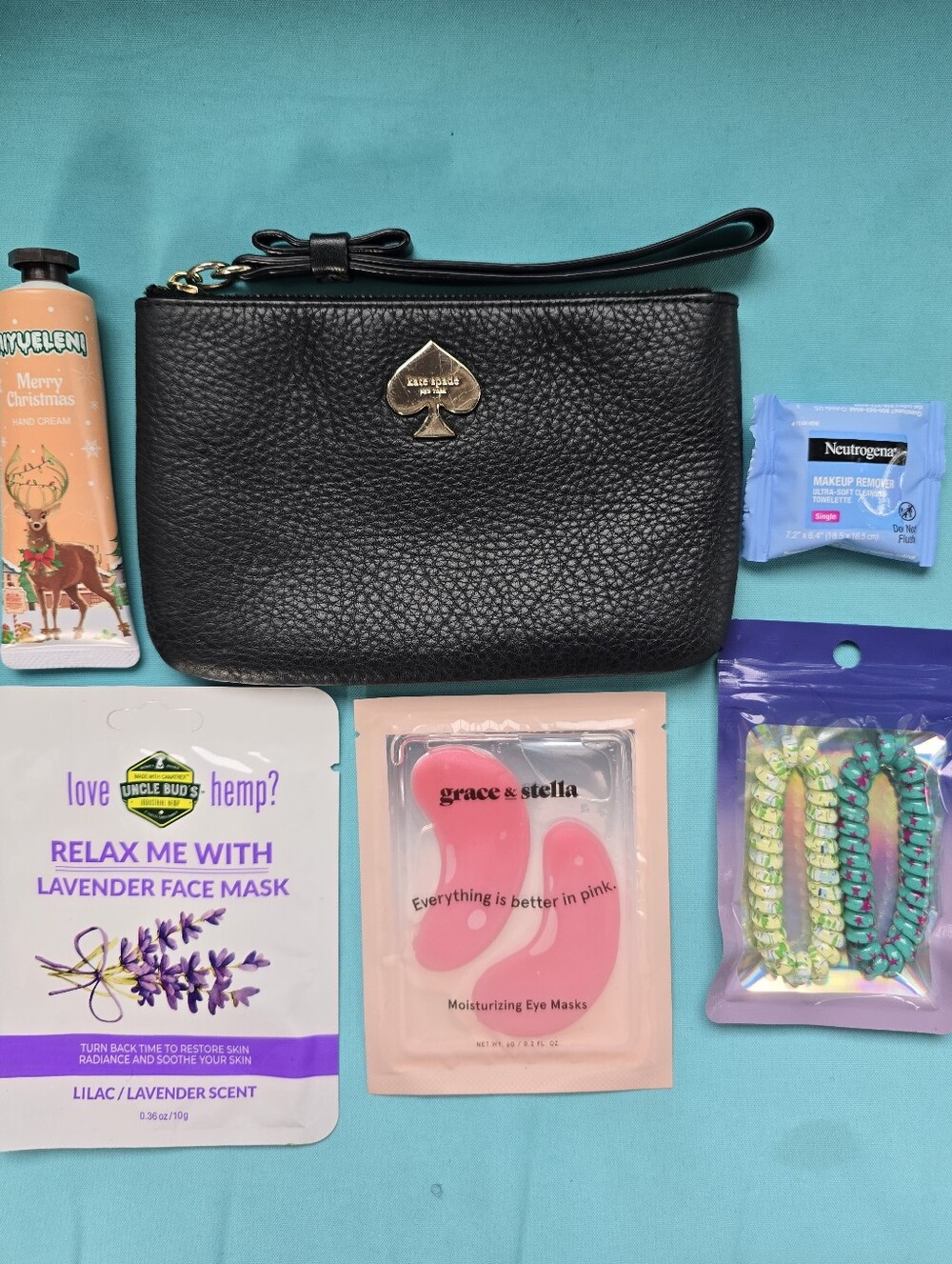 Kate Spade Black Leather Wristlet Pouch Bundle